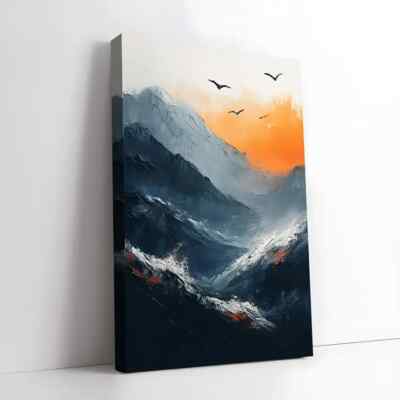 Framed Canvas Sunset Sky, Black & White Wall Art - Perfect for Living Room