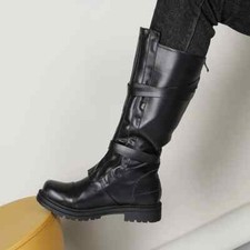 Fashion Men Cosplay Boots Buckle Strap Zipper Long Boot Booties Halloween Props