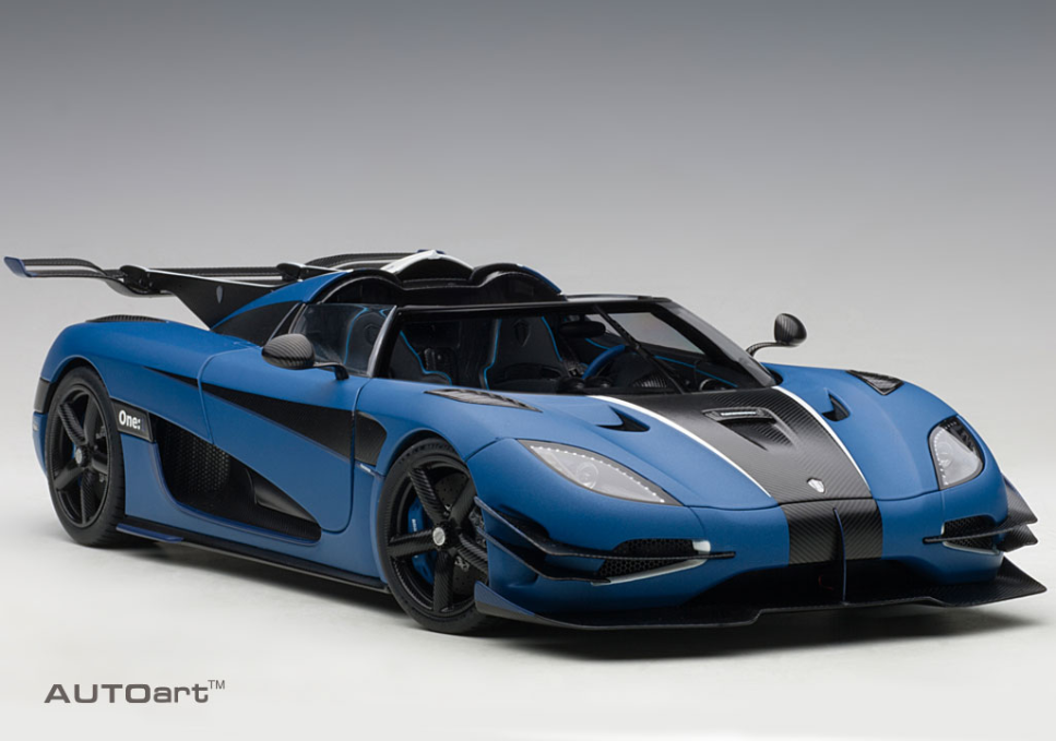 KOENIGSEGG ONE:1 MATT IMPERIAL BLUE & CARBON BLACK 1:18 AUTOART