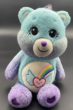 Soft Care Bears Dream Bright Bear Rainbow Heart Wings Purple Blue Plush 13 inch
