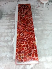 Rectangle Red Agate Coffee Table Top Resin Entryway Table for Bar and Restaurant