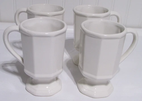 Pfaltzgraff  Heritage White   Pedestal Mugs  Set of 4