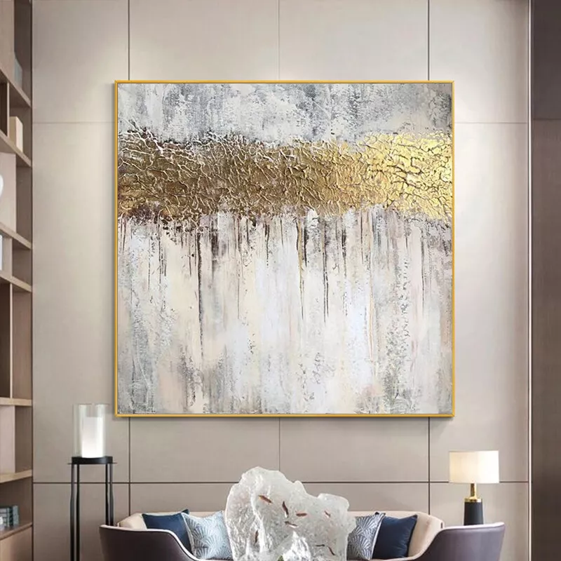 Gold Leaf Painting Canvas Art Large Wall Art Gold Wall Decor