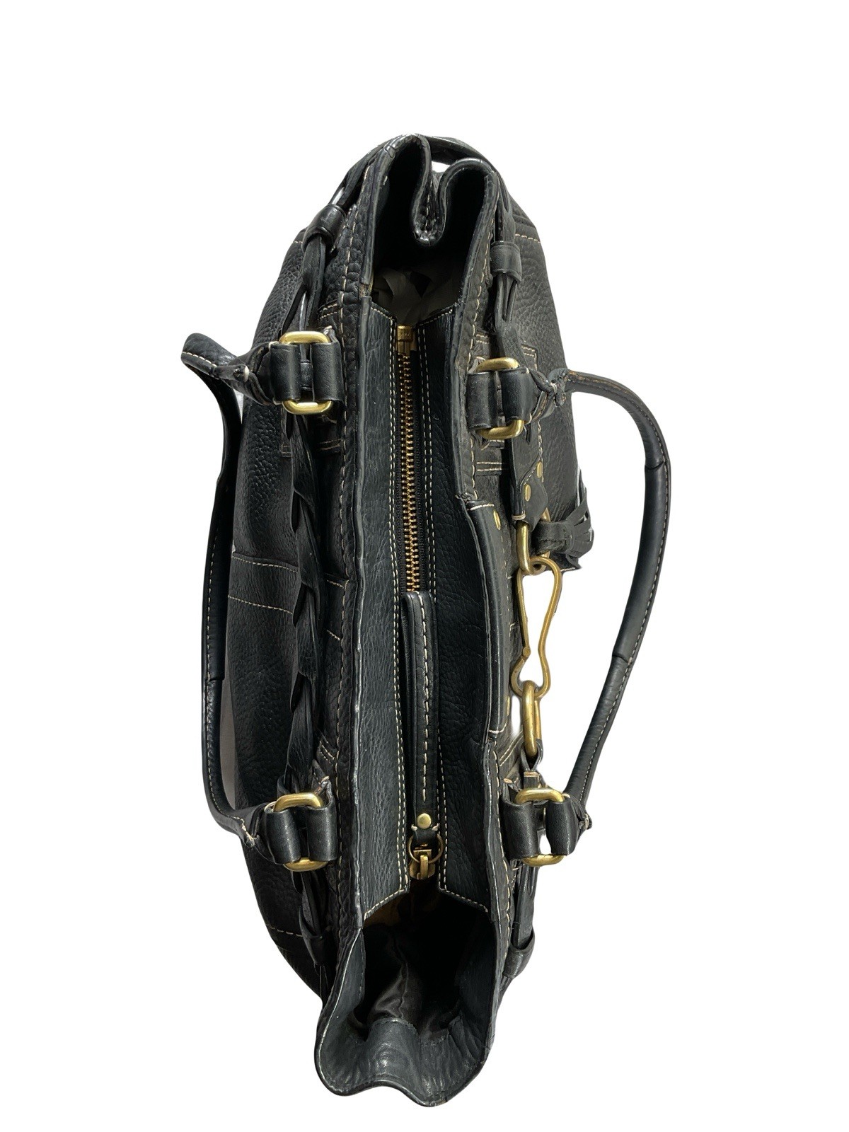 Coach Hampton Carryall Black Pebble Leather Gold Brai… - Gem