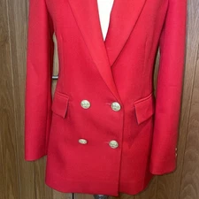 Holland Cooper Red Barathea Double Breasted Blazer UK 8 RRP £549