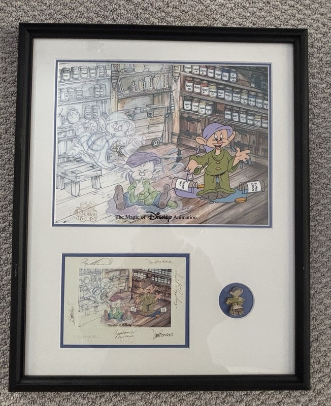 Disney 2005 All Mixed Up Cel With Signed Card And Pin- Snow White
