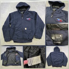 Carhartt Washed Duck Active Jac Jacket Mens Medium Blue Quilted Thinsulate J130