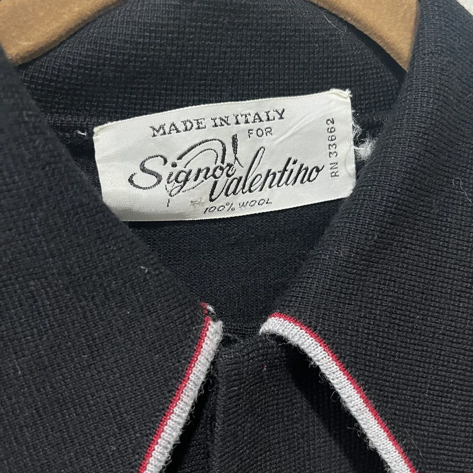 Signor Valentino Cardigan Men’s XL Black Wool Sweater 60s 70s Italy Rockabilly - Image 3 of 4