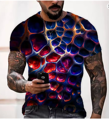 Herren 3D Optical Illusion T-Shirt Grafikdruck Freizeit Kurzarm Streetwear