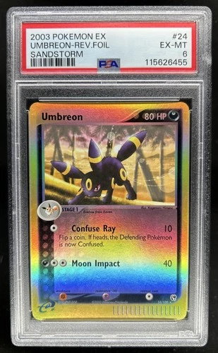 2003 Pokemon EX Sandstorm Umbreon Reverse Holo #24/100 PSA 6