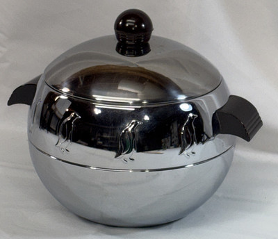 Vintage West Bend Penguin Hot Cold Server Ice Bucket with Lid Bakelite Handles