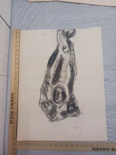 Vintage Original Charcoal Abstract 23 X 18 Not Signed