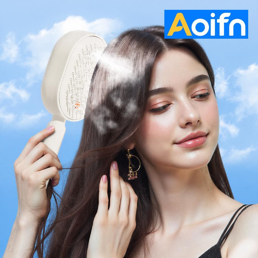 3-In-1 Electric Hair Straightener Brush Steam Detangling Comb Anti Frizz Massage