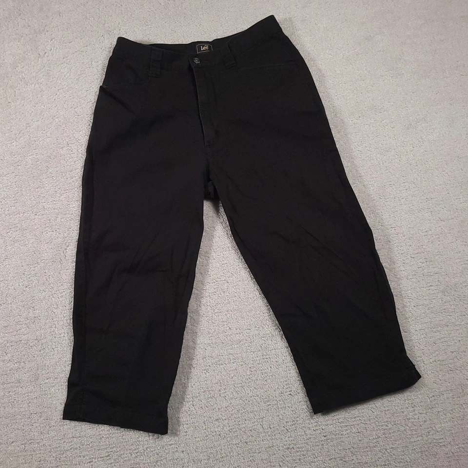 Lee Pants Womens 8 Medium Black Casual Stretch Cropped Capri Spandex Comfort - Image 2 of 4