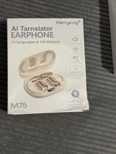 Merryking M75 3D Surround Sound Wireless Bluetooth Translator Earbuds W/, NEW