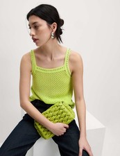 Marks & Spencer Womens Sleeveless Knitted Square neck Vest Top in Soft Lime