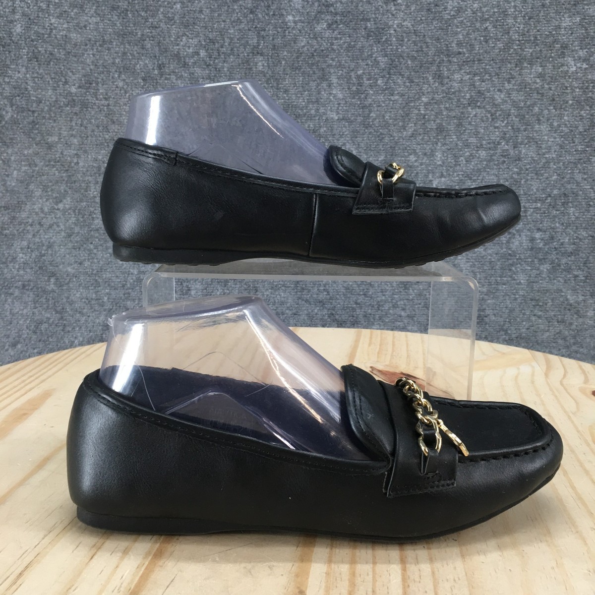 Nautica Shoes Womens 7 Lunara Loafers Black Faux Leather Slip On Casual Comfort