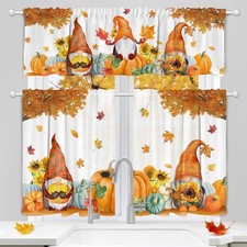 Fall Kitchen Curtains, Fall Window Decorations Kitchen Curtains Valance Set of 3