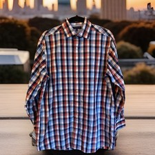 Tommy Hilfiger Long Sleeve Shirt Size L White/Blue/Red Check