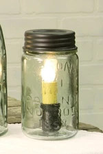Colonial Tin Works Mason Jar Lamp with Pint Mason Jar, clear