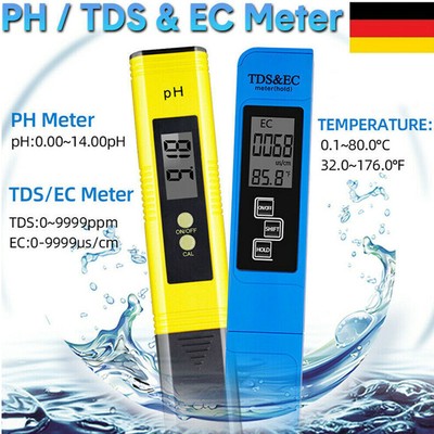 Digital PH & TDS EC Meter, Wasserqualität Tester, Trinkwasser, Leitwertmessgerät
