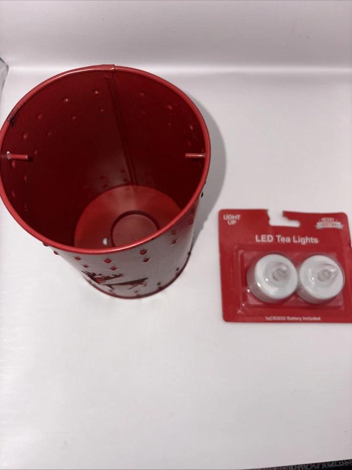 Lanterna vermelha renas com luzes LED de metal - Imagem 4 de 4