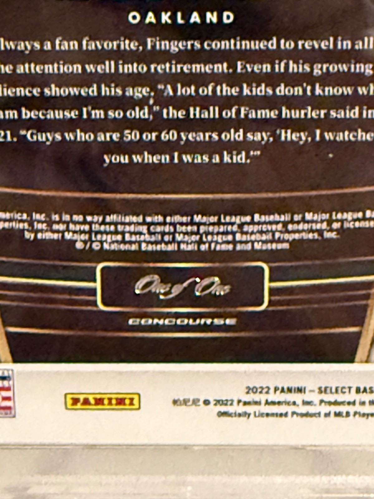 Panini Select Rollie Fingers Clack Finite 1/1 "Mr Mustache" ON CARD AUTO PSA 8 view 3