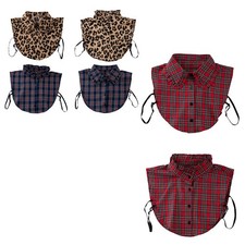 1Pcs Women Fake Collar Plaid Check Pattern Dickey Collar Half False Shirt Blouse