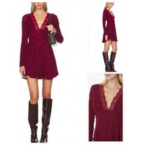 Free People All Yours Women's Size M Red Plum Mini Dress