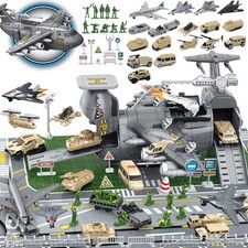 48 Piece Army Toys, Jumbo Military Airplane, Fighter Jet Helicopter & Soldier...