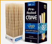 Bulk Pre-Rolled Cones 1 1/4 Size | 1000 Natural Brown Cones with Crown Tip