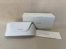 Tom Ford White Leather Eyeglass Case w Box Cleaning Cloth Glasses Case