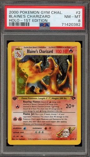 Pokemon Blaine's Charizard Gym Challenge 1st Edition Holo Rare #2 PSA 8