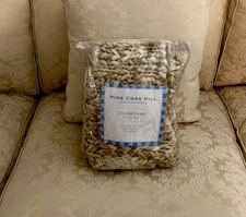 Discontinued Pine Cone Hill Chunky Knit Euro Sham, Sand, New W/Original Pkg