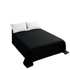 Full Flat Sheet Black Top Sheet Premium Hotel 1-Piece Luxury and Soft 1500 Th...