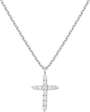 PAVOI 14K Gold Plated Cubic Zirconia Cross Necklace for Women  White