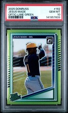 2025 PANINI DONRUSS #162 JESUS MADE OPTIC-LIME GREEN #/149 PSA 10 RATED PROSPECT
