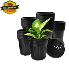 60 Pack 1 Gallon Nursery Pots – Flexible & Durable Plastic, Drainage, Garden Use