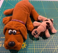 Lot of 2 Vintage 80s Tonka Pound Puppies Plush Brown Dog  Spotted Mini Puppy