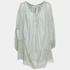 Stella McCartney Green Broderie Anglaise Cotton Tunic Dress XS