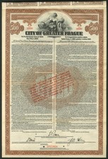 Czechoslovakia, City of Greater Prague, 7&frac12;% Mortgage Loan, 1922, specimen $500