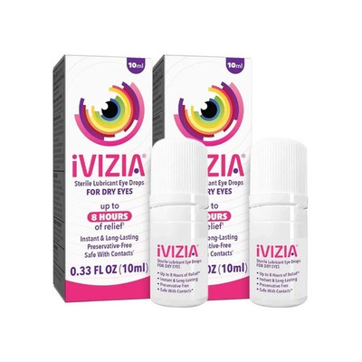 (2 PACK) ivizia Sterile Lubricant Eye Drops For Dry Eyes, 10mL EACH