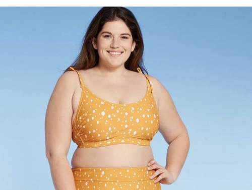 Women's Plus Size Bikini Top Kona Sol Yellow Polka Dot Print 20W - Picture 2 of 12
