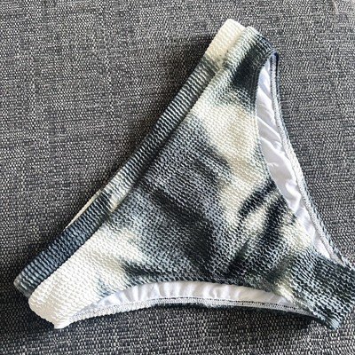 Bikinihose Gr. XL creme grau hohes Bein strukturiert SHEIN Full Urlaub Bademode