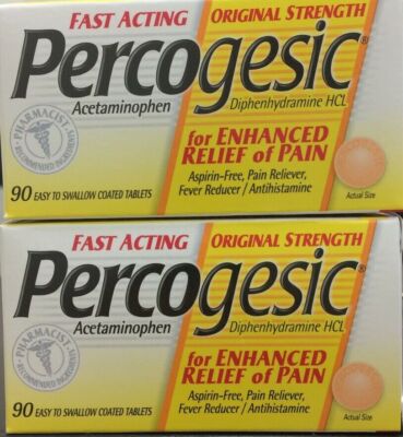 Percogesic Fast Acting Pain Reliever Tablets 325mg 90ct( 2 boxes ) EXP: 12/2027