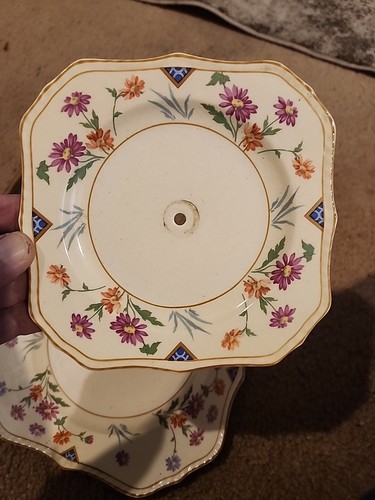 RARE VINTAGE Steubenville ivory TWO TIER WITH BRONZE HANDLE Serving Tray Nice !! - Picture 18 of 18