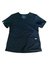 FIGS Womens Casma Technical Collection Scrub Top Size Large Black V-Neck
