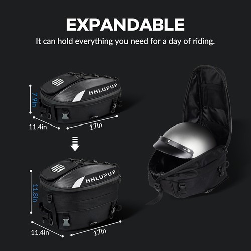 Motorcycle Tail Bag Seat Helmet - 38L Motorcycle Backpack Waterproof Luggage ... - Picture 2 of 7