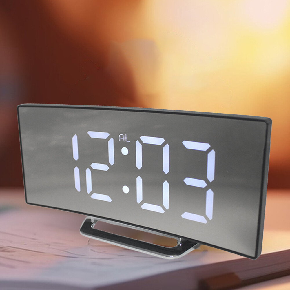 Electric Alarm Clock for Bedrooms Digital Clock Modern Curved Design LED Clocks eBay