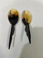 Set of 2 Vintage Carved Horn Bird Handle Serv...